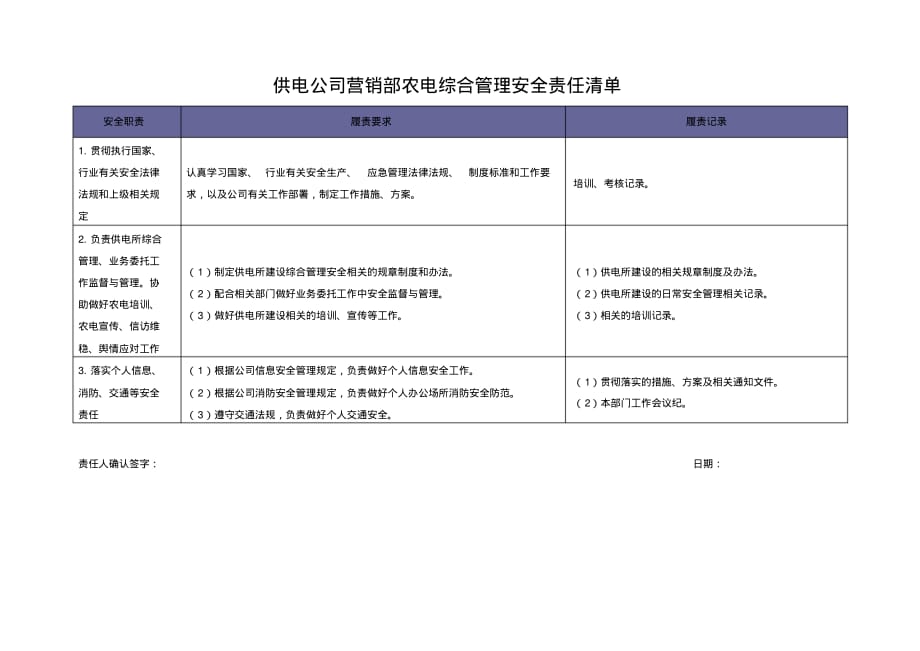 农电综合管理安全责任清单[汇编]_第1页