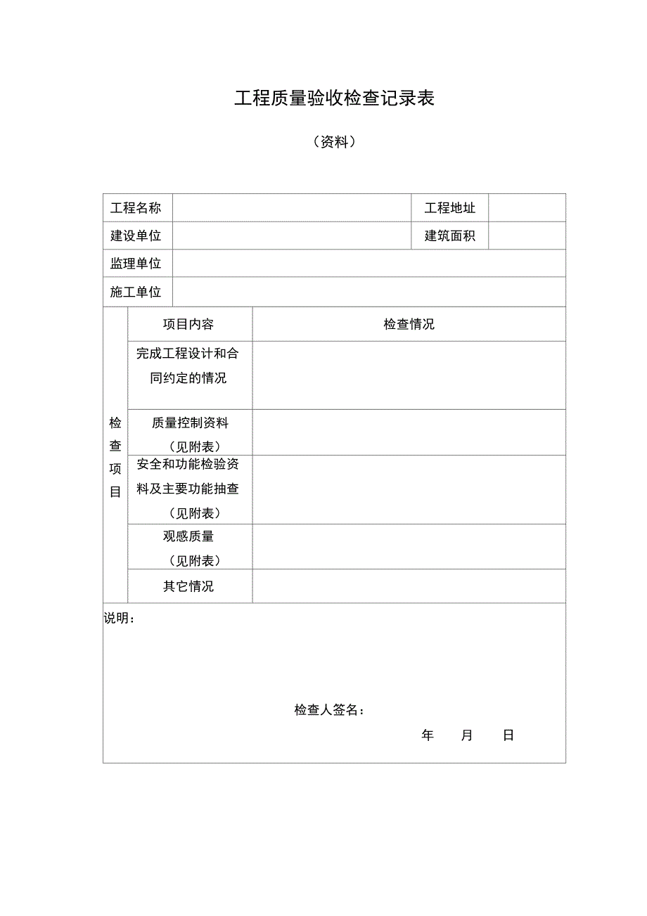 202X年工程质量验收检查记录表_第1页