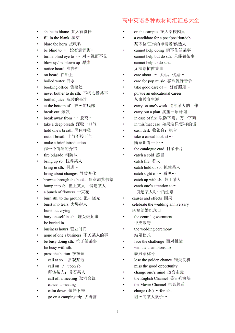 高中英语词组大全（2020年7月整理）.pdf_第3页