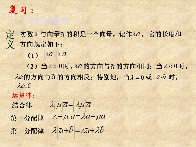 高一数学 向量共线定理 课件必修4_第2页