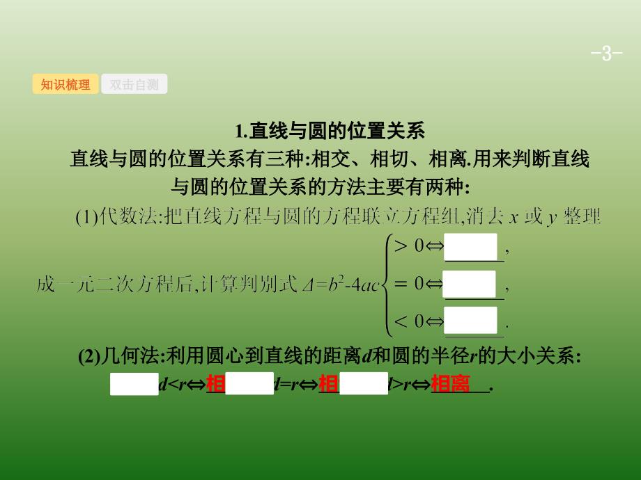 高中数学人教A浙江一轮参考课件94直线与圆圆与圆的位置关系_第3页