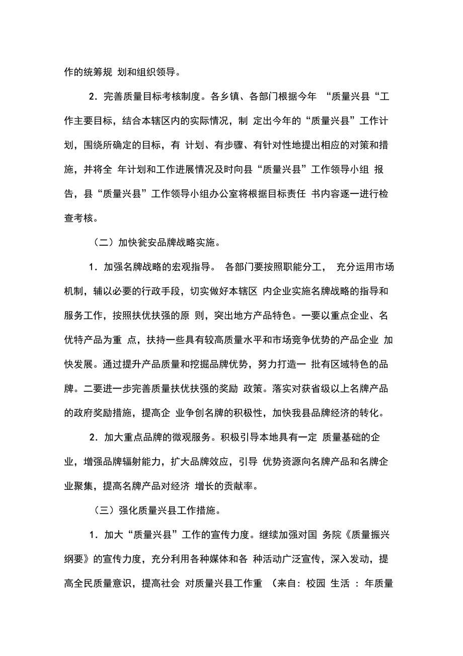 202X年年质量兴县工作计划_第5页