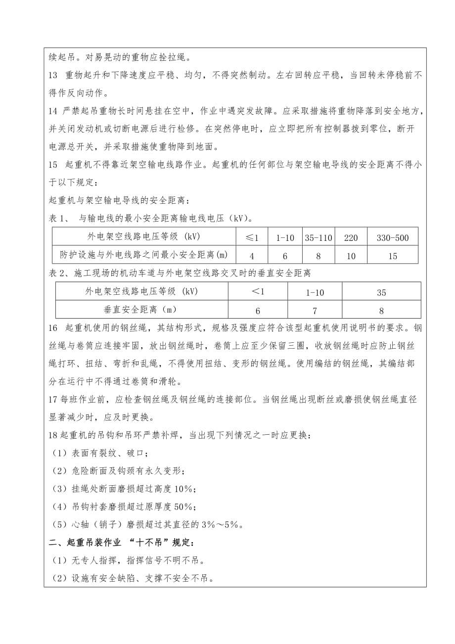 起重吊装作业安全技术交底记录_第2页