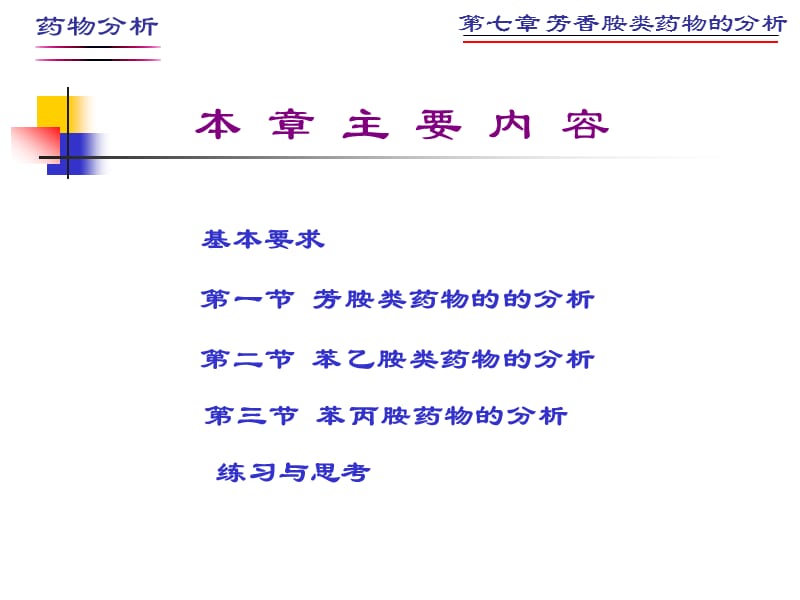 {医疗药品管理}第七章_芳香胺类药物的分析_第1页