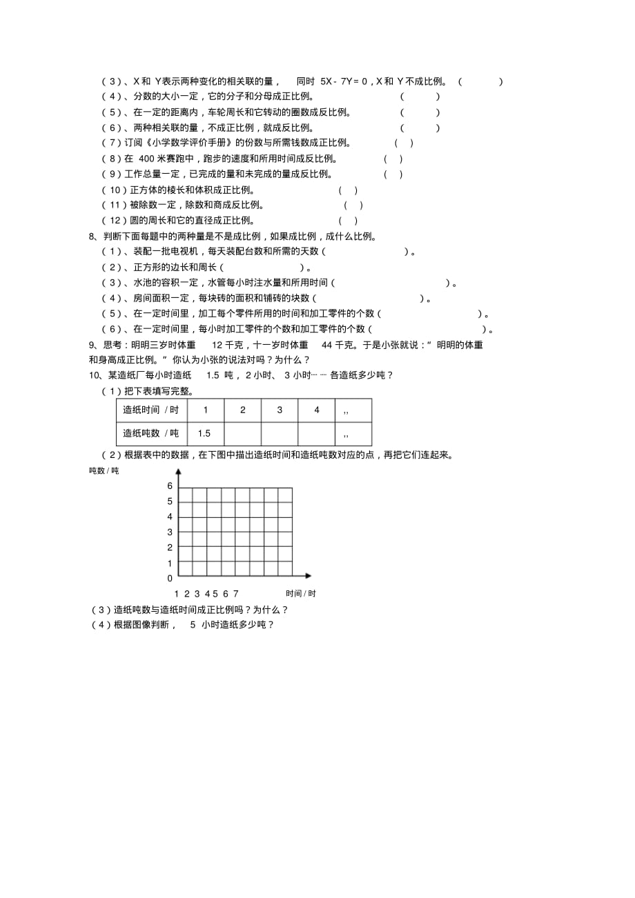 苏教版六年级下册数学正比例和反比例同步练习(最新审定)_第2页