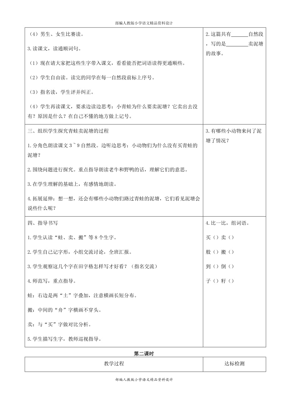 部编版语文二年级下册教案设计-21 青蛙卖泥塘_第2页