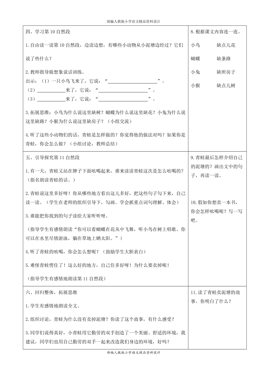 部编版语文二年级下册教案设计-21 青蛙卖泥塘_第4页