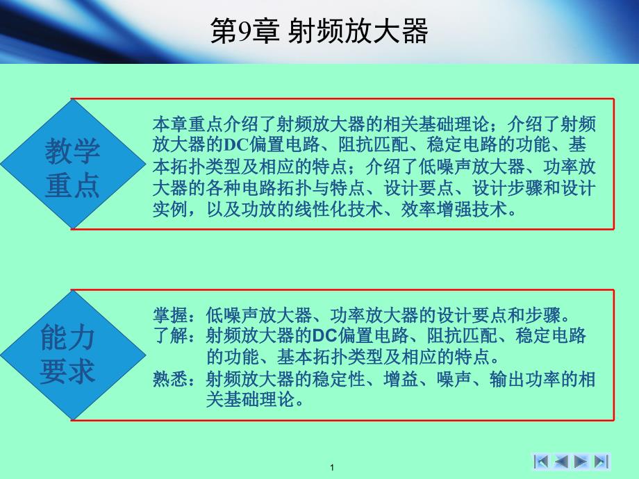 {通信公司管理}第9章射频放大器无线通信射频电路技术与设计文光俊_第1页