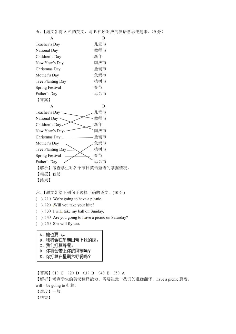 （人教新起点）六年级英语上册 开学测试卷1.doc_第4页