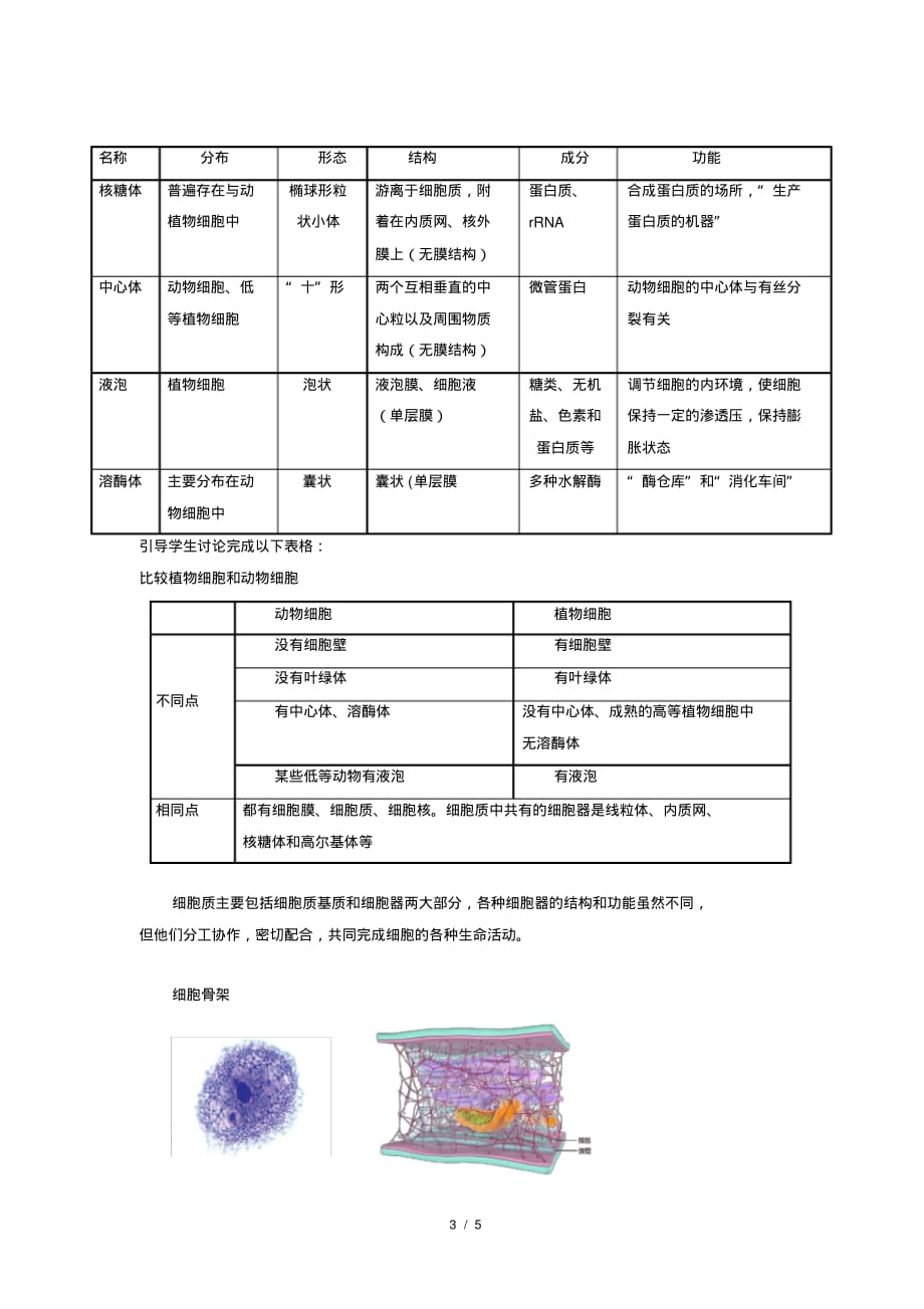 人教新课标高中生物必修一第2节细胞器之间的分工合作第1课时示范教案_第3页