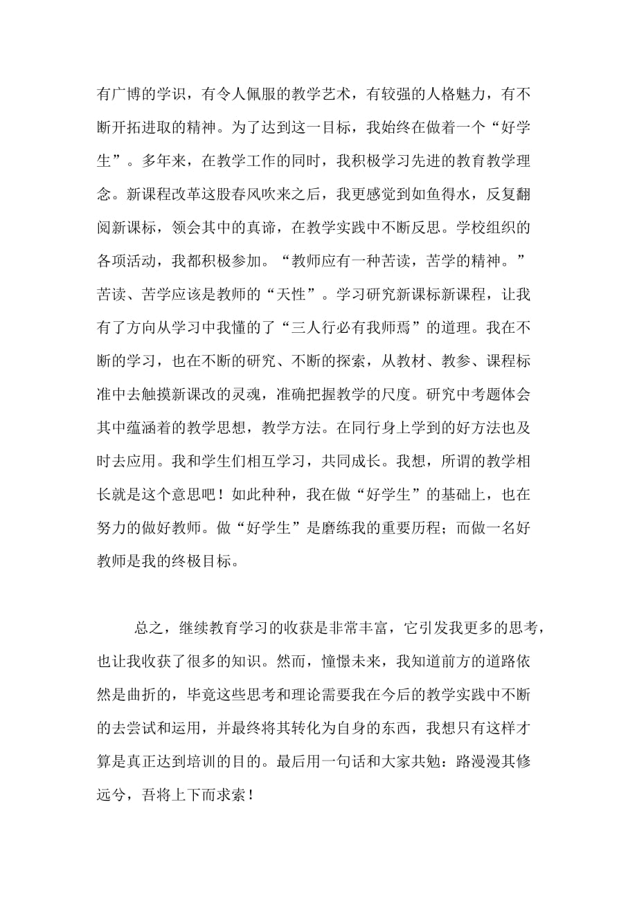 幼儿教师继续教育学习总结范文_第4页