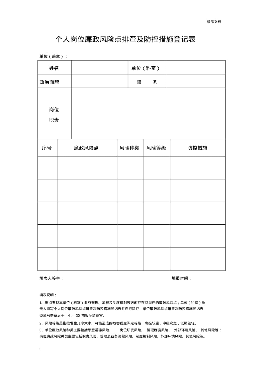 单位(个人)廉政风险点排查及防控措施登记表_第2页