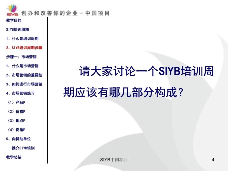 SIYB培训周期 ( 第一步市场营销)教学材料_第4页