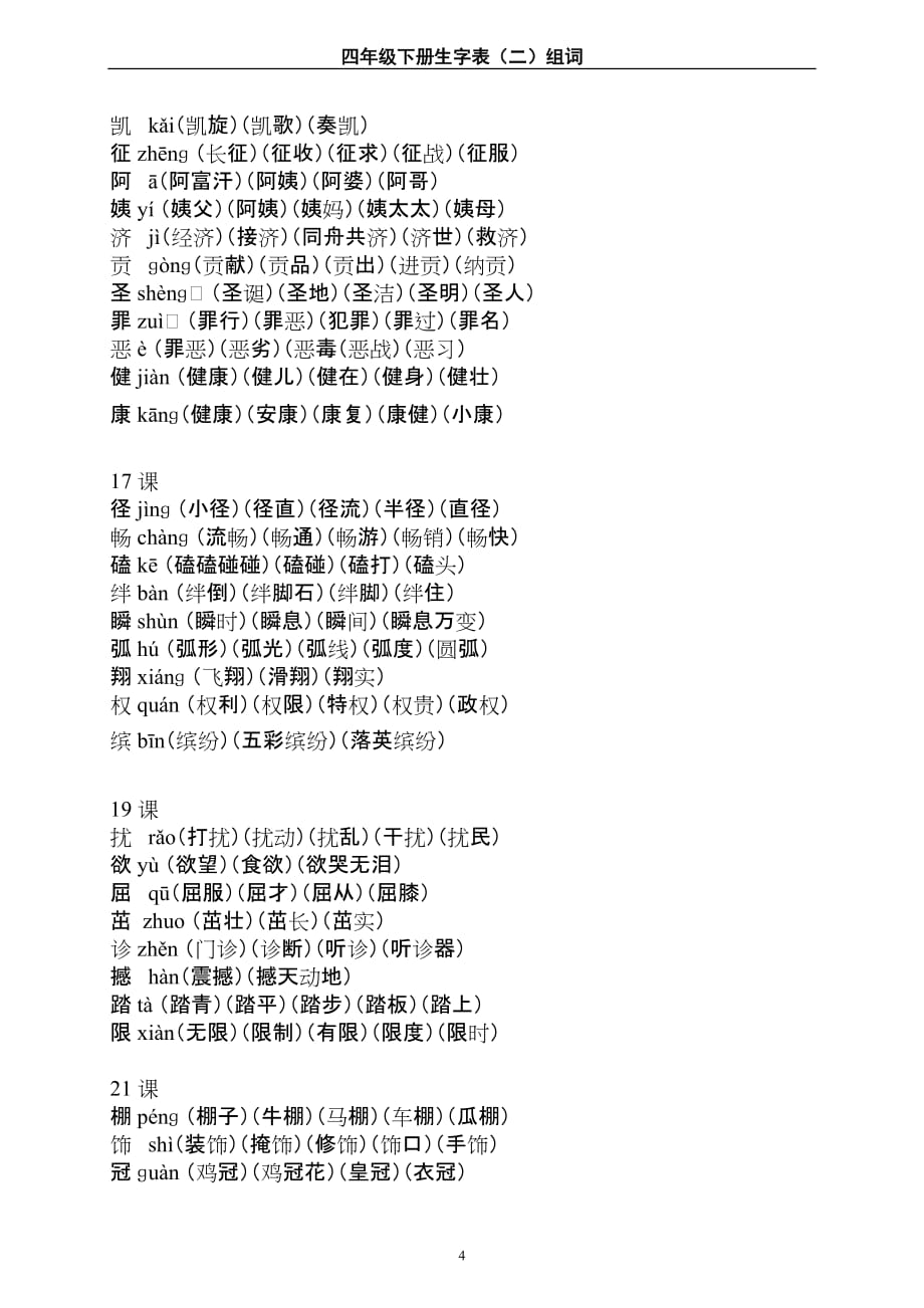 四年级语文下册生字表二组词(1)_第4页