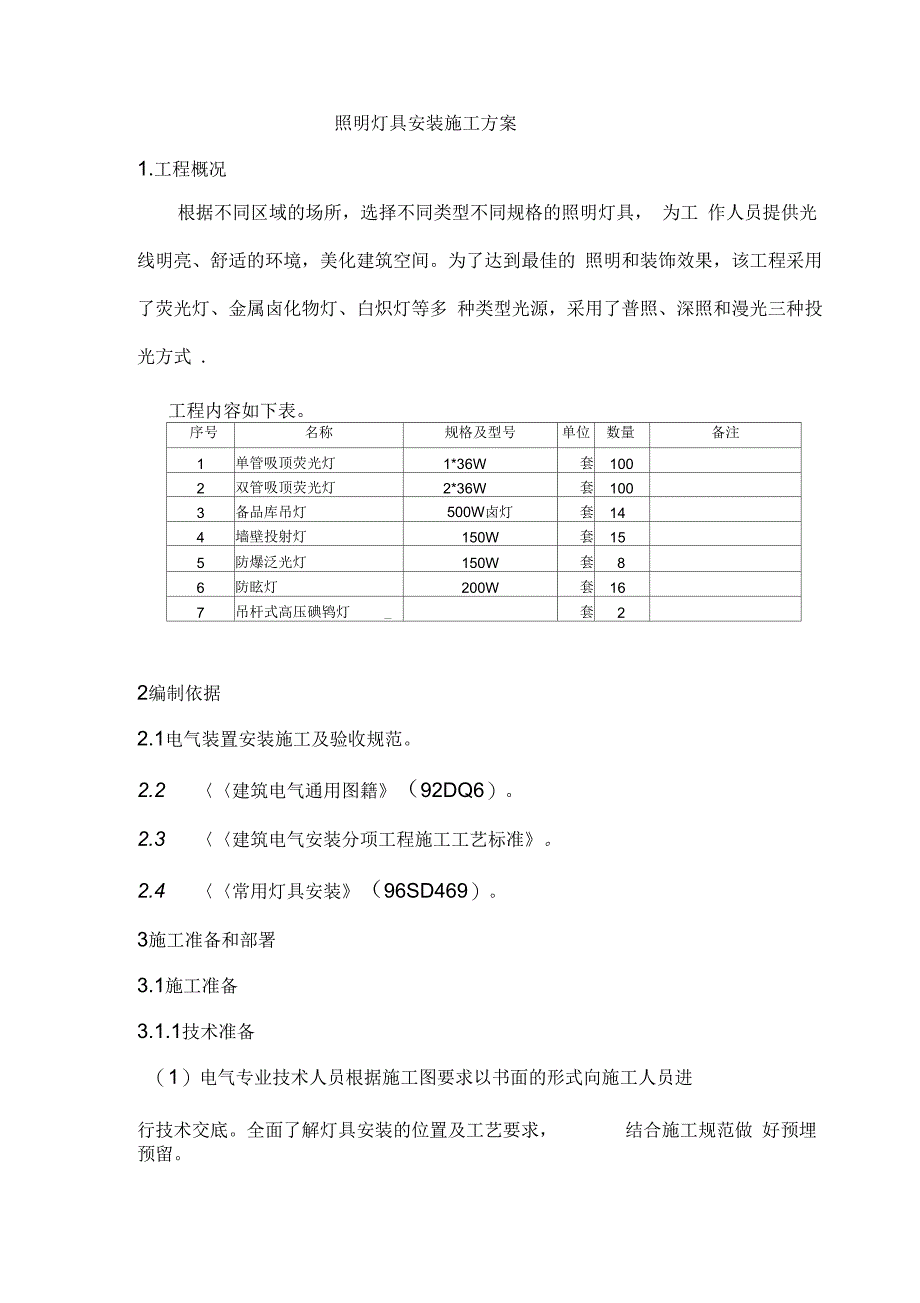 202X年照明灯具安装施工方案_第3页