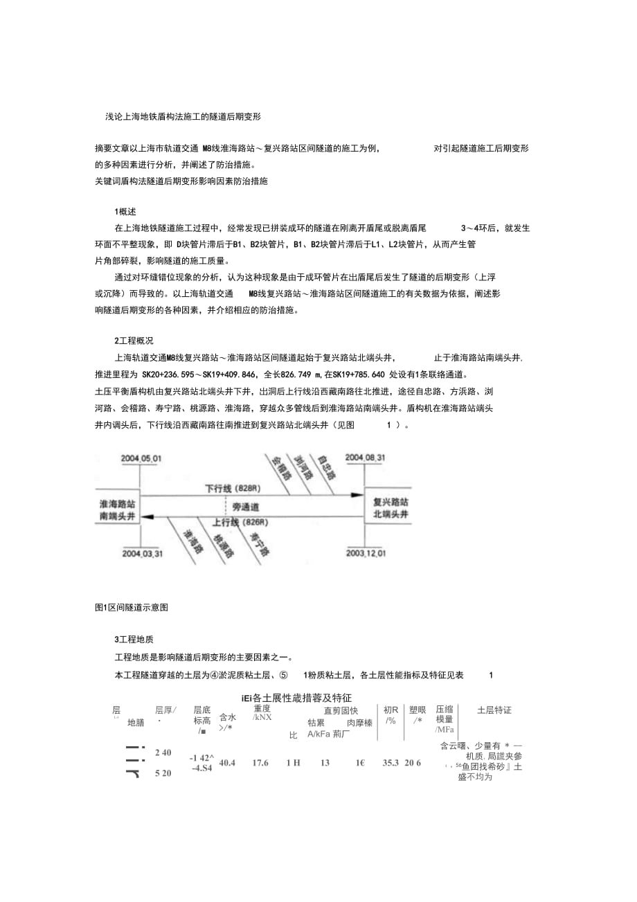 202X年浅论上海地铁盾构法施工的隧道后期变形_第1页