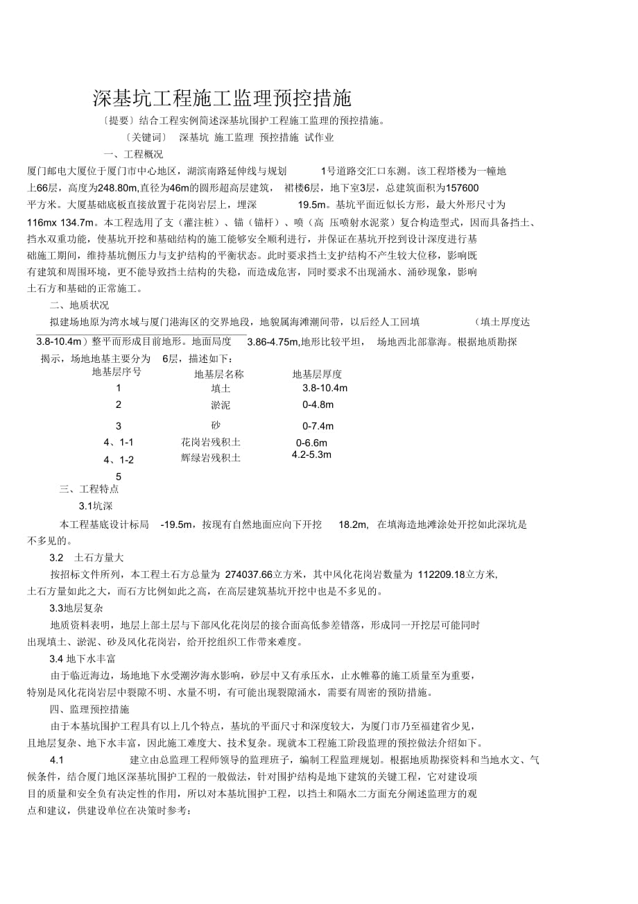 202X年深基坑工程施工监理预控措施_第1页