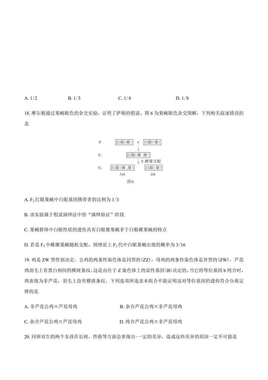 辽宁省协作校2019-2020学年高一下学期期中考试生物试题 Word版含答案_第5页