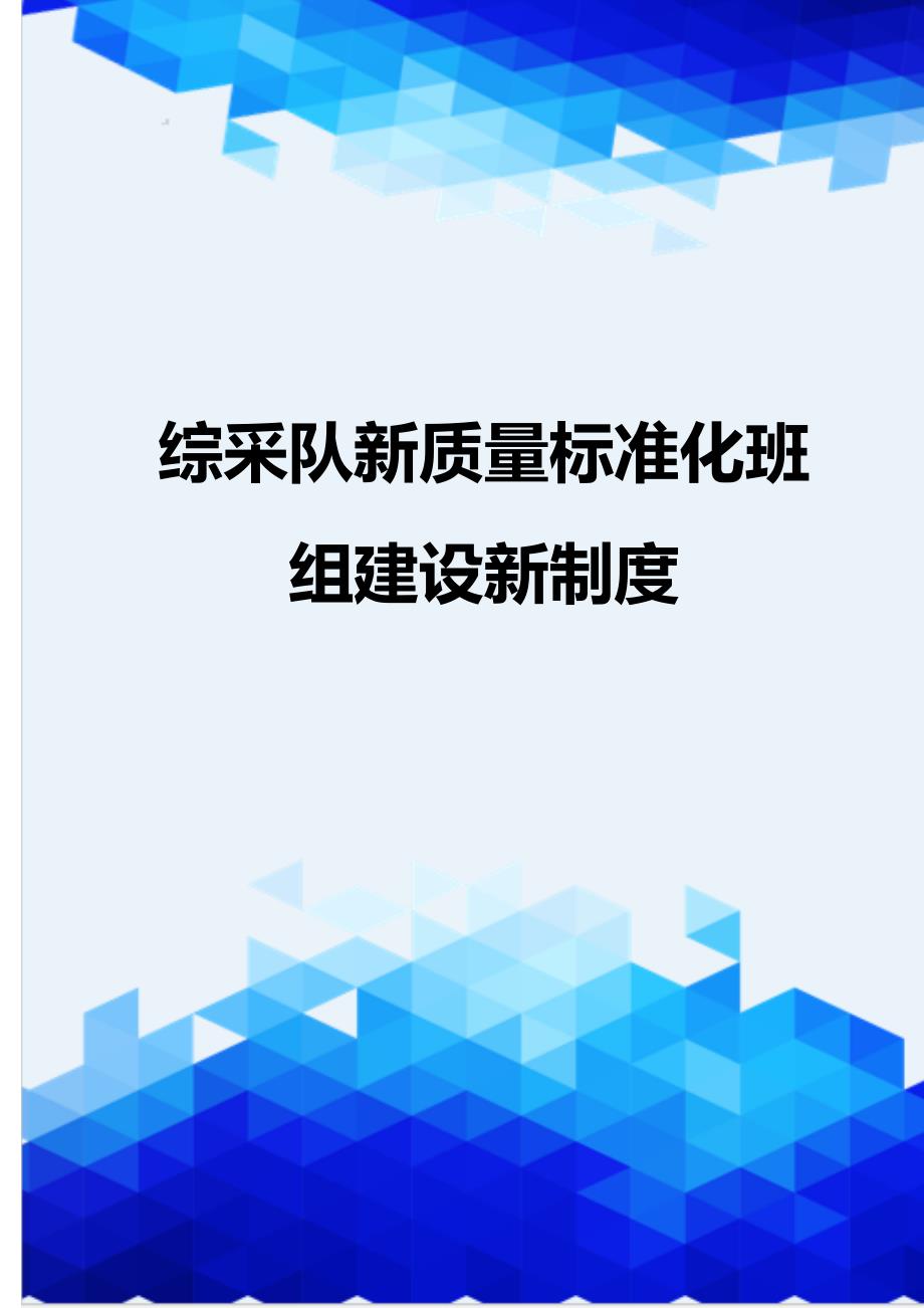 [精编]综采队新质量标准化班组建设新制度_第1页