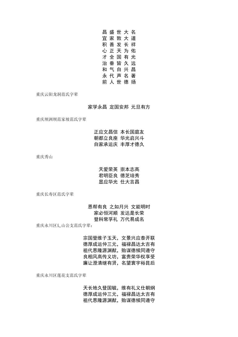 全国各省范氏辈分收集_第2页