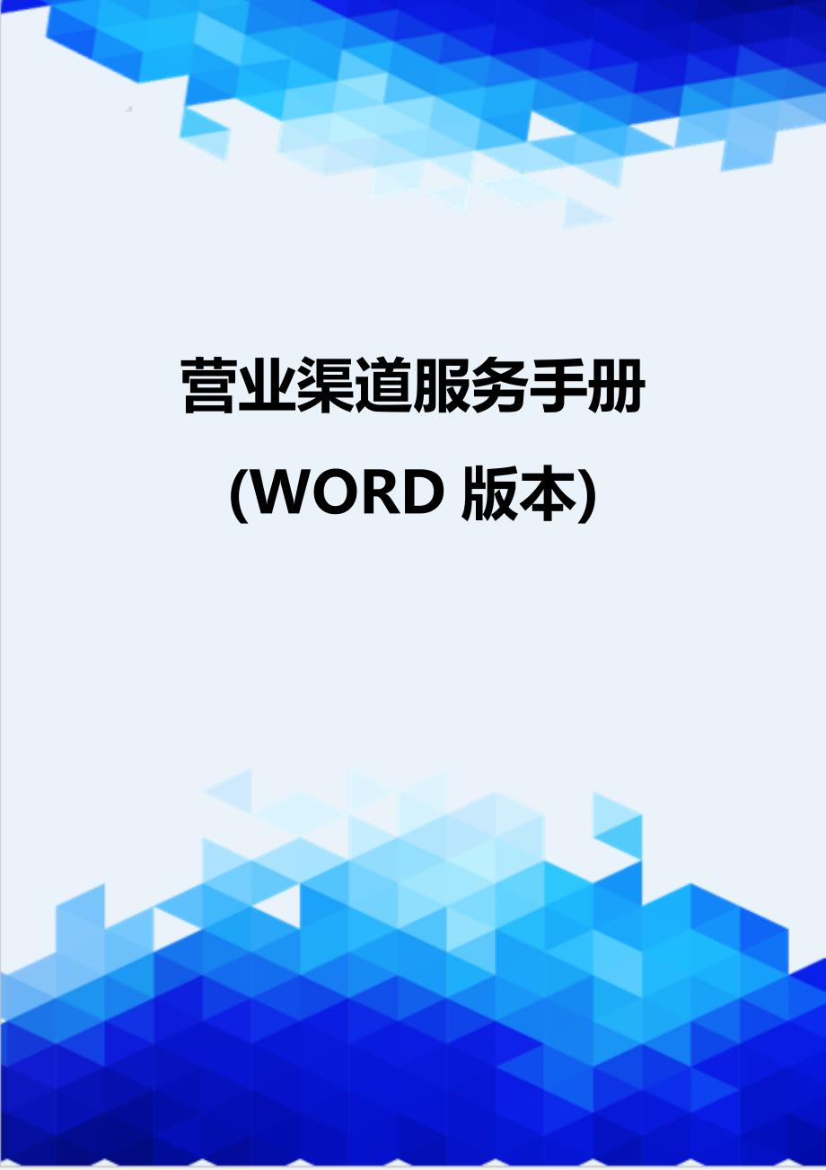 [精编]营业渠道服务手册(WORD版本)_第1页