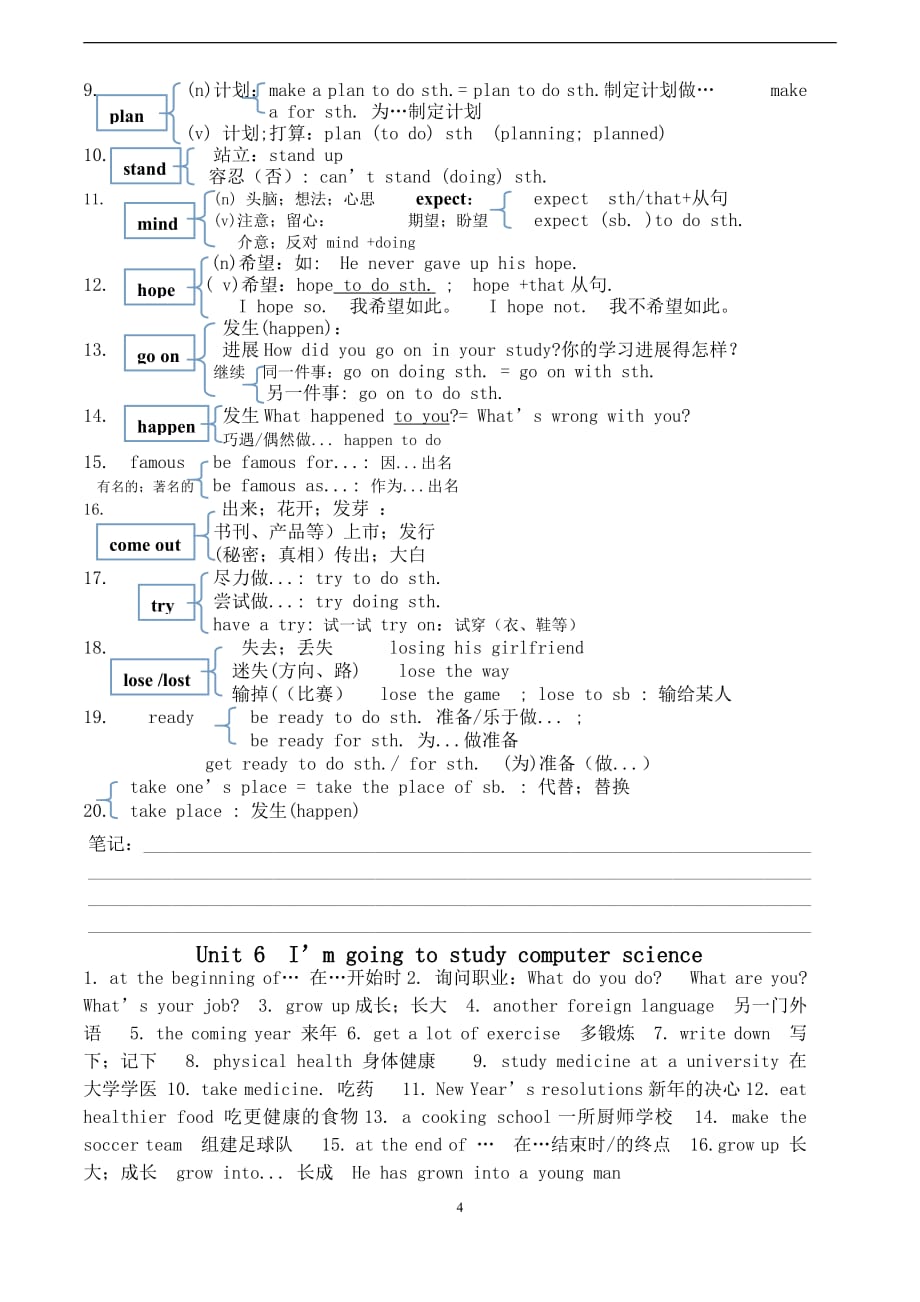 新目标英语八年级上册一至十单元知识点总结_第4页