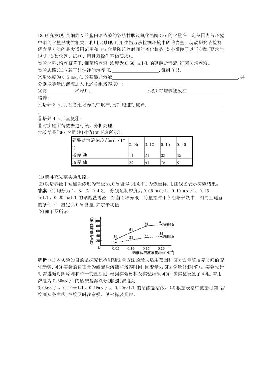 天津专用2020高考生物二轮复习专题能力训练14实验与探究含解析_第5页