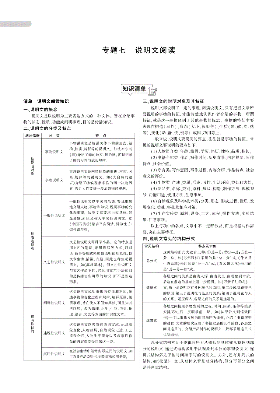 2020中考语文备考知识清单梳理专题七说明文阅读（pdf）.pdf_第1页