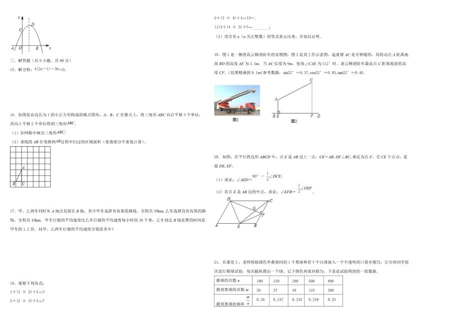 2020年安徽省中考数学模拟试卷(五)_第2页