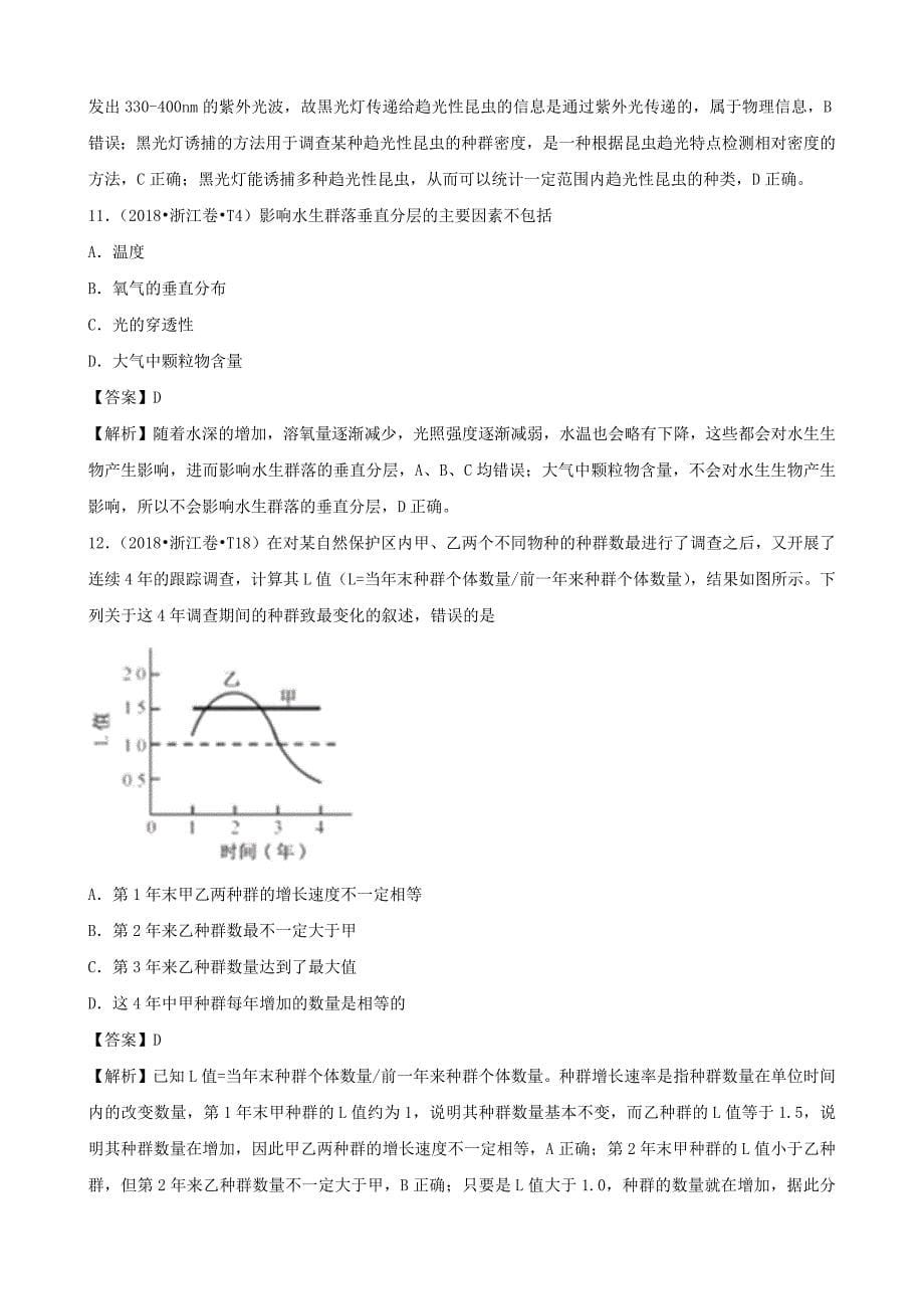 2010-2019十年高考生物真题分类汇编专题13种群和群落含解析_第5页