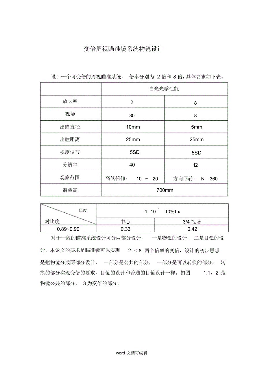 变倍周视瞄准镜系统的光学设计.doc_第1页