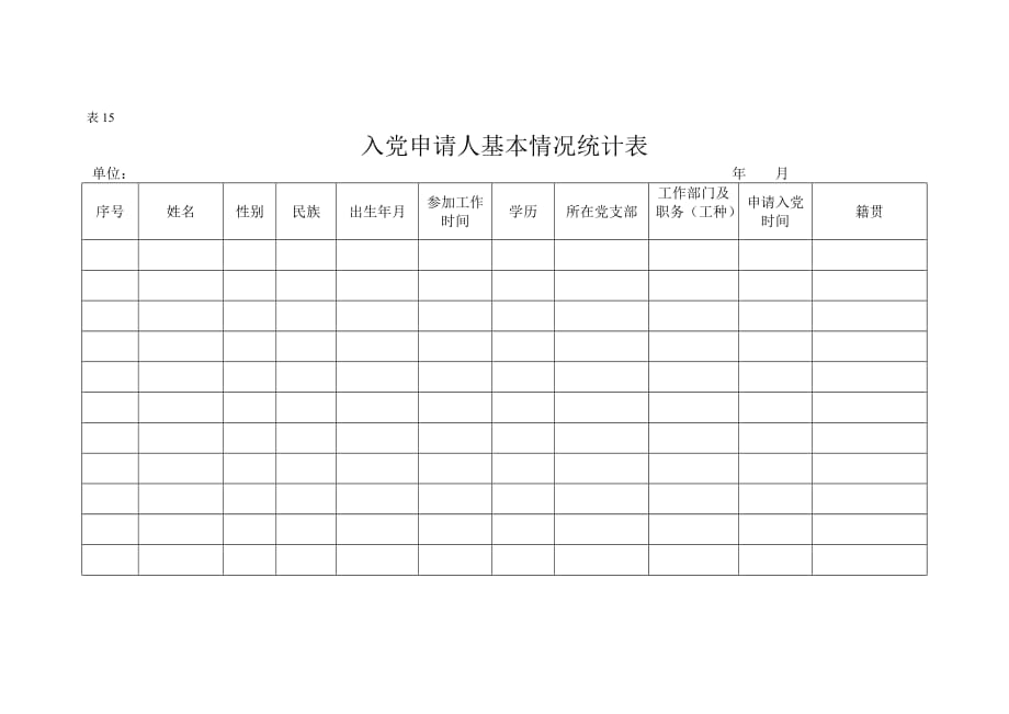 入党申请人基本情况统计表_第1页