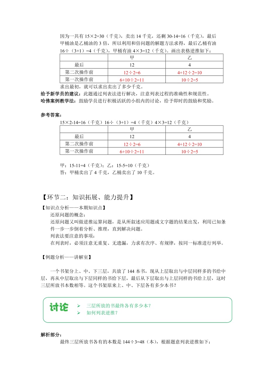 六年级上册数学讲义-能力提升：第07讲 列表法解决复杂还原问题（下）（（解析版）全国通用）_第3页