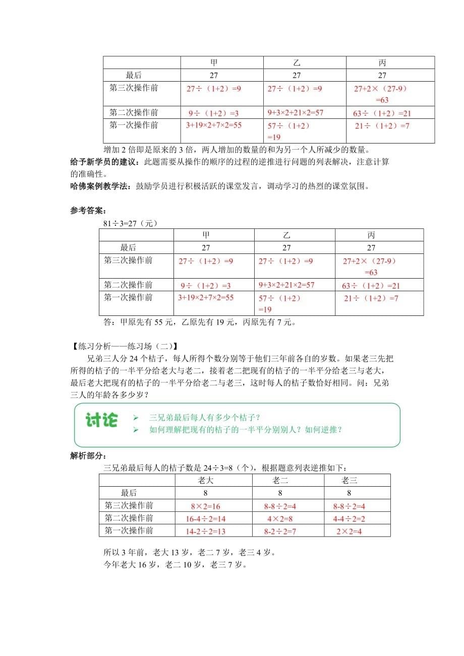 六年级上册数学讲义-能力提升：第07讲 列表法解决复杂还原问题（下）（（解析版）全国通用）_第5页