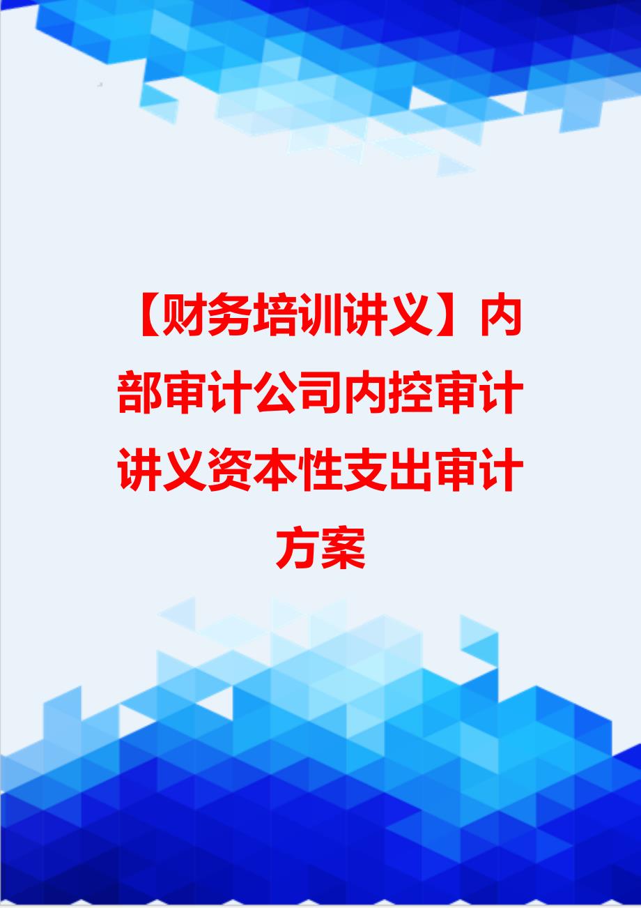 【财务培训讲义】内部审计公司内控审计讲义资本性支出审计_第1页