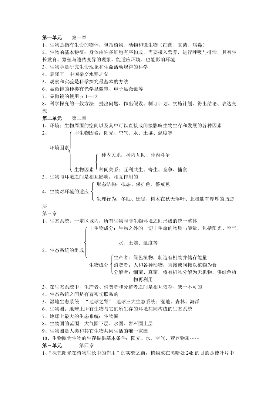 初一生物复习知识点_第1页