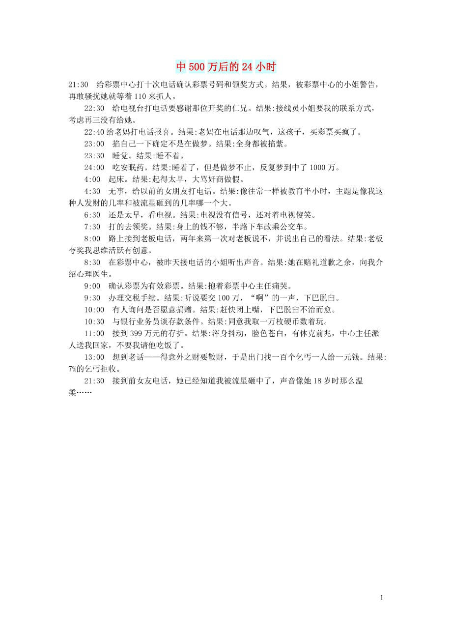 初中语文生活美文中500万后的24小时.doc_第1页
