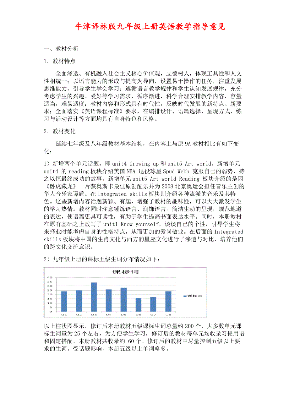 牛津译林版九年级英语上册教学指导意见_第1页