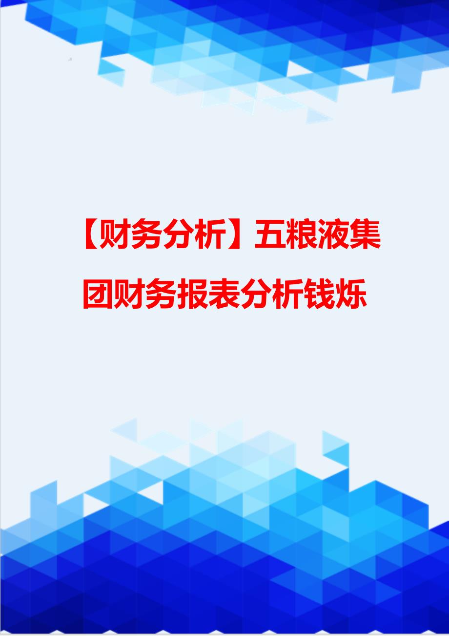 【财务分析】五粮液集团财务报表分析钱烁_第1页