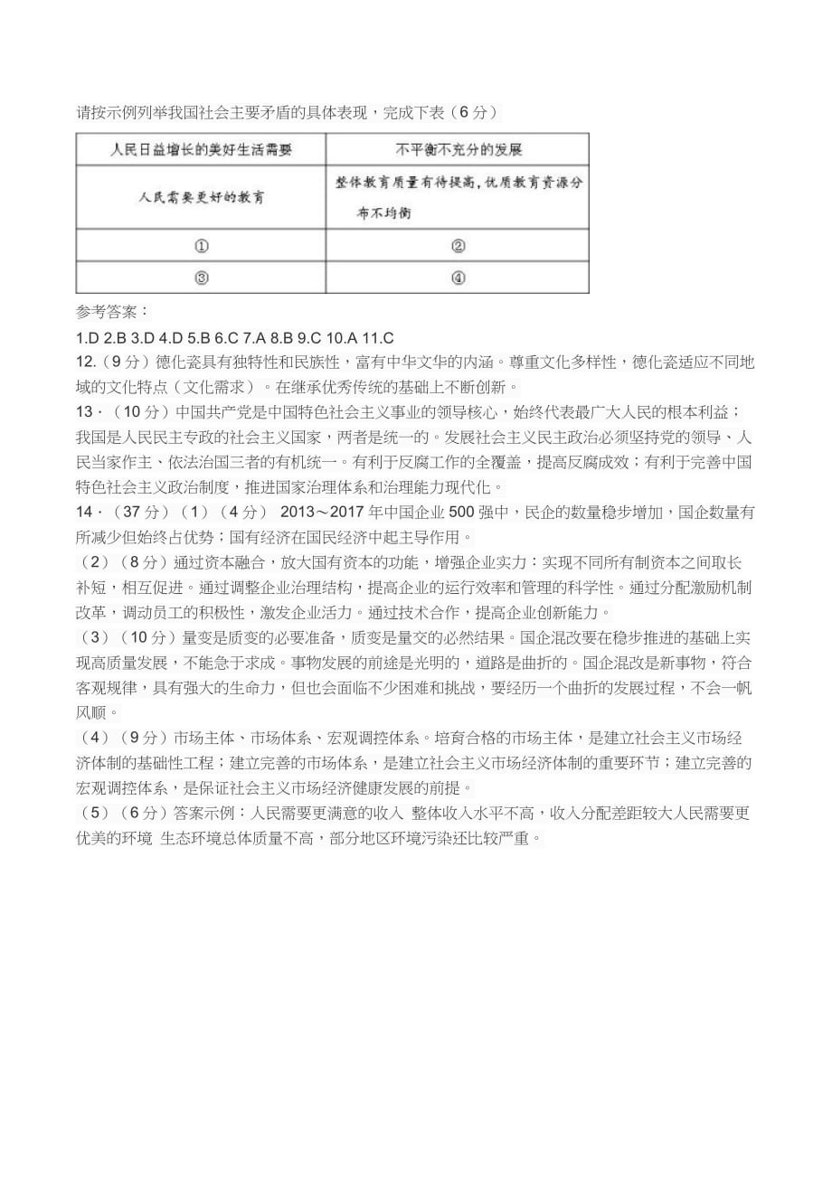 2018年高考天津卷政治试题及答案_第4页