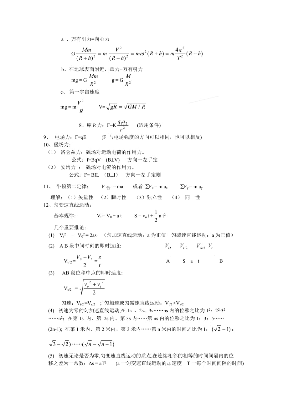 高中物理公式全集_第2页