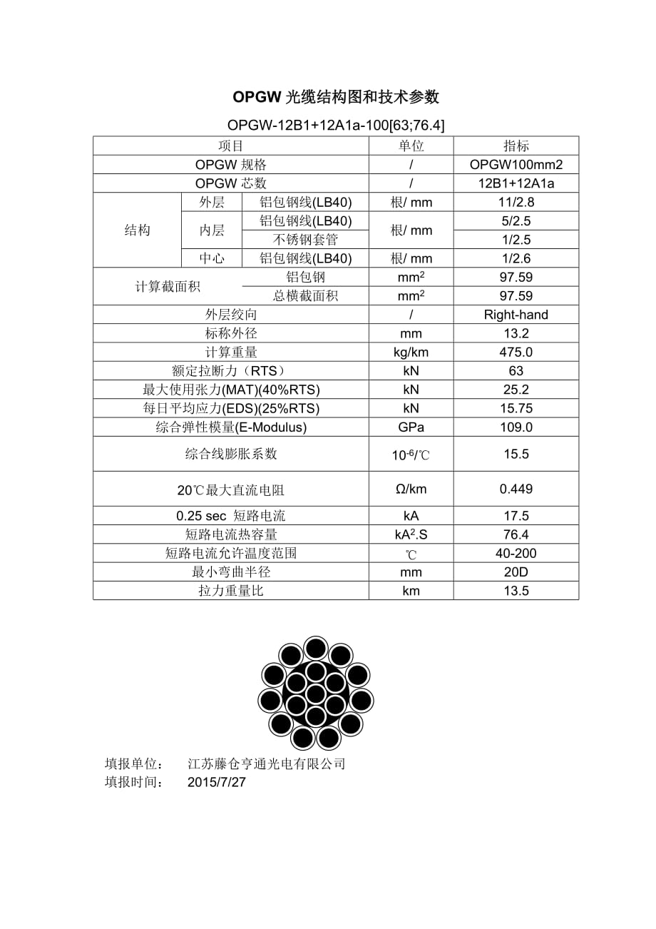 OPGW光缆技术参数_第1页