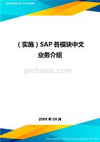 （实施）SAP各模块中文业务介绍（优质）
