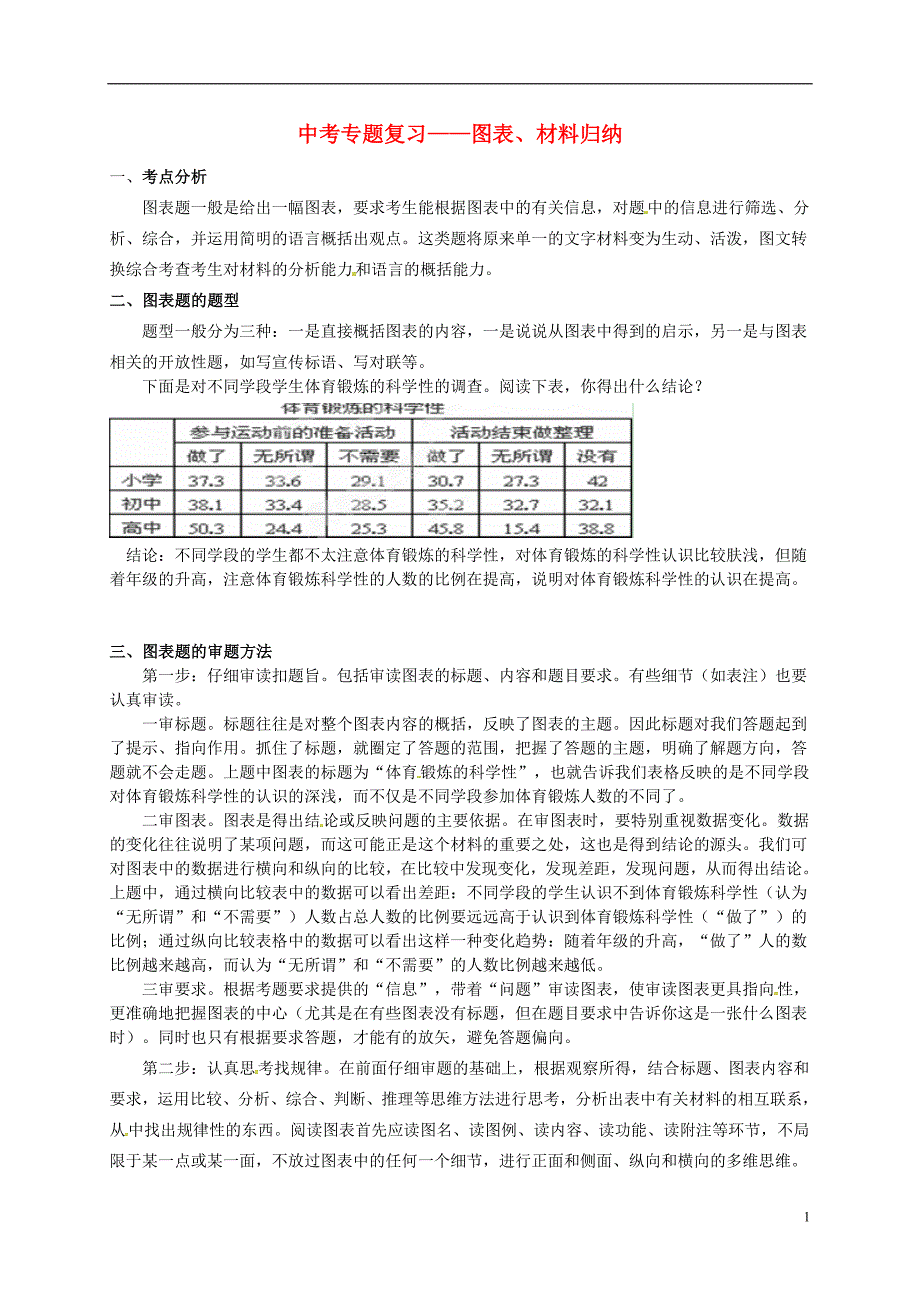 山东省高密市银鹰2015届中考语文专题复习图表、材料归纳学案（无答案）.doc_第1页