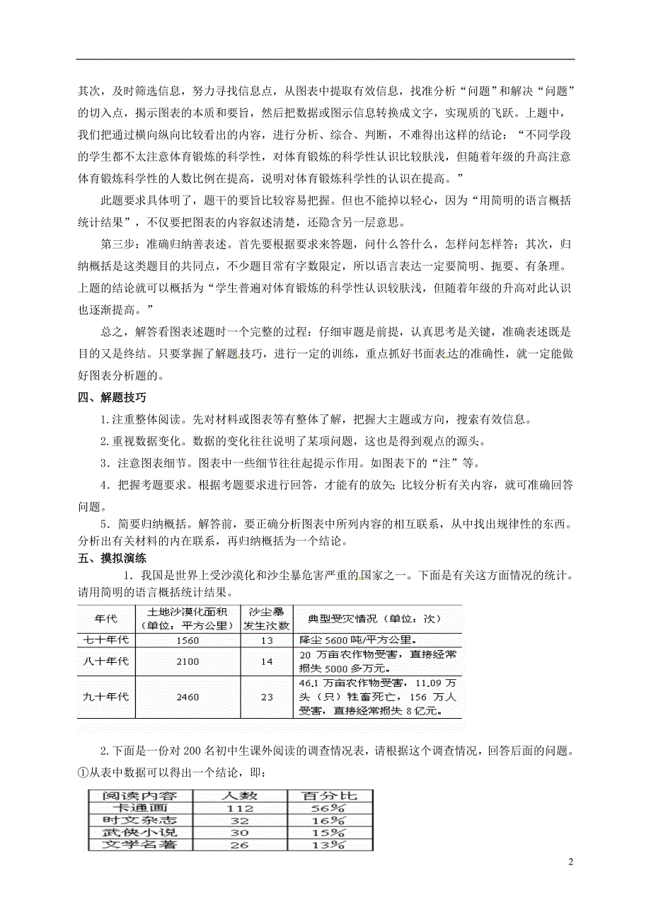 山东省高密市银鹰2015届中考语文专题复习图表、材料归纳学案（无答案）.doc_第2页