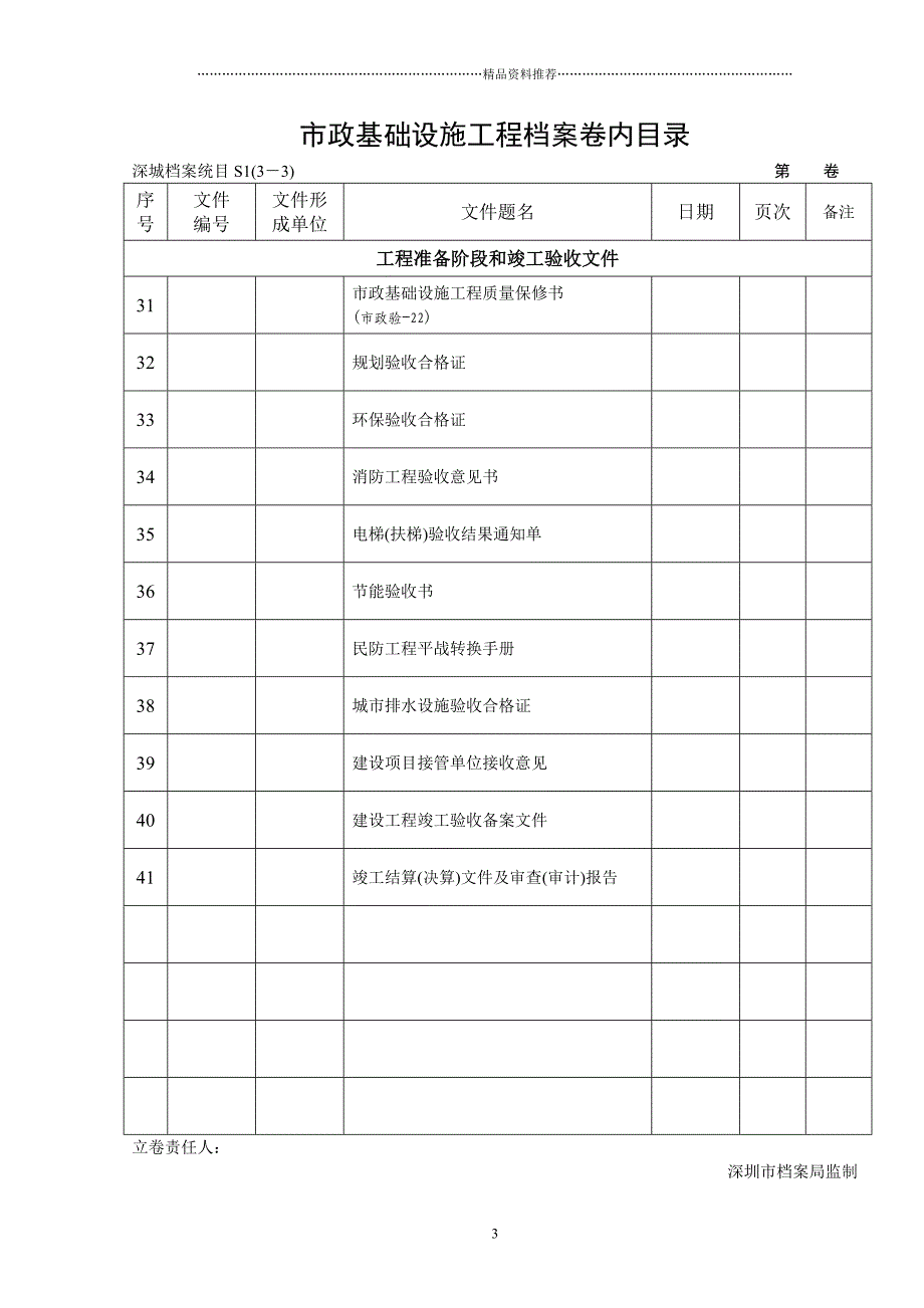 市政基础设施工程档案卷内目录(新)未改动精编版_第3页