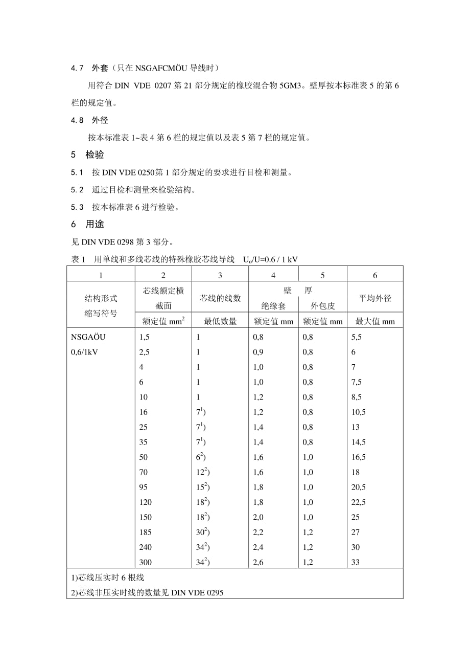 DIN VDE 0250 Teil 602-1985 绝缘电力导线.特殊橡胶芯导线(中文)_第3页