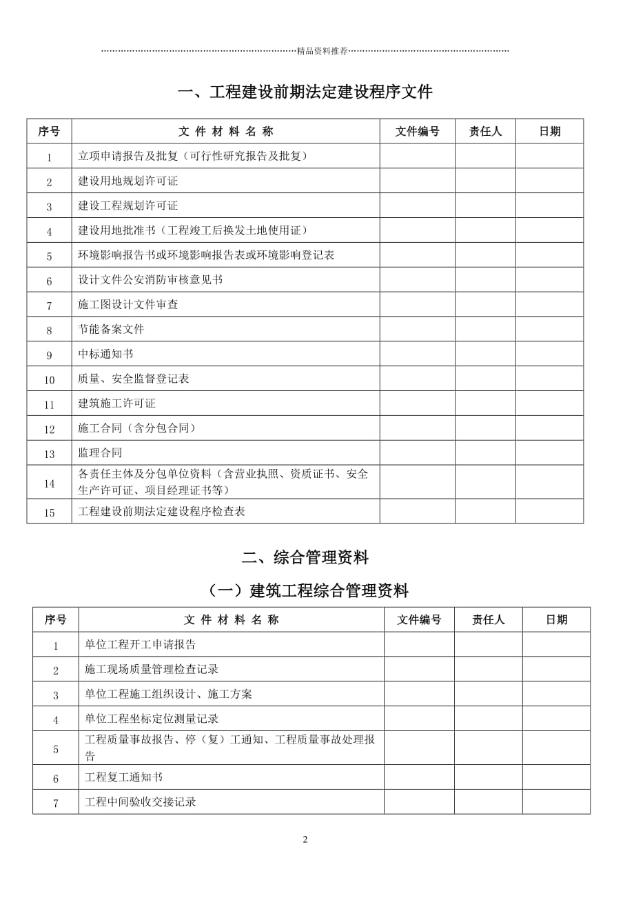 建筑工程施工技术资料目录(新)精编版_第2页