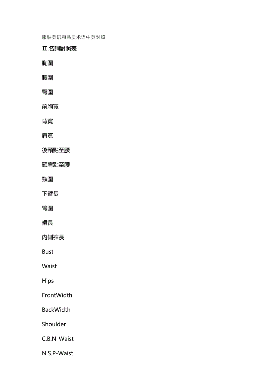 {推荐}amr服装的英语和品质术语中英对照_第2页