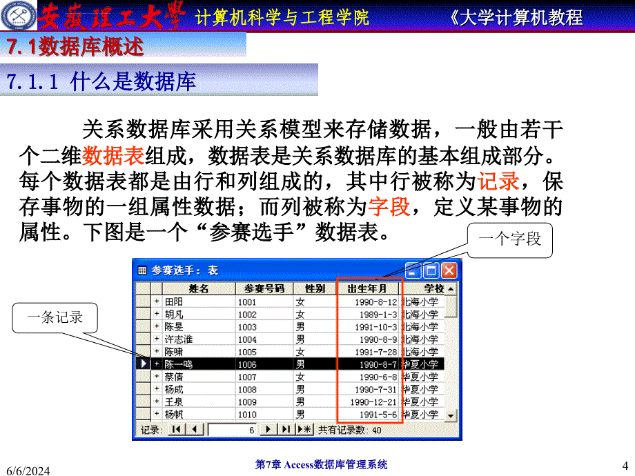 大学计算机教程-第7章_Access数据库管理系统课件_第4页